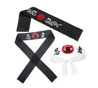 ORFOFE 3pcs Japanese Karate Headbands for Men Black White Mythical Dragon Samurai Costume Sports Cooking Chef Bandana Authentic Japanese Style