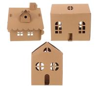 ORFOFE 3pcs Mini Cardboard House Kit for Easy DIY Assembly Educational Craft with Creative Coloring Surface Lightweight Paper Model for Group Activities and Artistic Development
