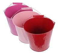ORFOFE 3pcs Mini Metal Buckets Tinplate Small Buckets with Handles for Party Favors Garden Succulents Beach Storage and DIY Crafts Multi-colored Red Pink Rose
