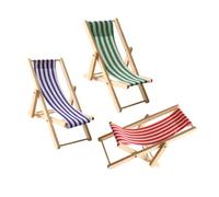 ORFOFE 3pcs Miniature Folding Beach Chairs for Dollhouse Small Wooden Deck Chairs in Red Blue Green Space Saving Foldable Design Sturdy Craftsmanship Mini Decor Accessories