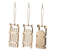 ORFOFE 3pcs Miniature Wooden Sleigh Ornaments DIY Easy Assembly Sturdy Natural Wood Grain Christmas Tabletop Decoration for Holiday Mantel Bookshelf Festive Home Decor