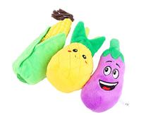 ORFOFE 3pcs Pet Plush Squeaky Sound Educational for Dogs and Cats Cartoon Fruit Vegetable Design Corn Pineapple Eggplant Interactive Chew for Play and Training