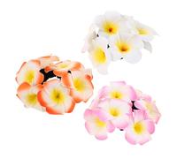 ORFOFE 3pcs Plumeria Foam Flower Hair Ties Multicolored Elastic Ponytail Holders for Women Lightweight Festival Hair Accessories Gentle Stretchy Bands