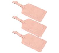 ORFOFE 3pcs Pu Leather Luggage Tags for Suitcases and Handbags with Wear Resistance and Writable Personal Details, Pink Travel Name Tags for Women and Business Travelers