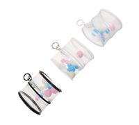ORFOFE 3pcs PVC Doll Storage Bag Hanging Keychain Bag Portable Zipper Case for Action Figures Toy Display Coin Purse Keychain Function for Travel and Home Use