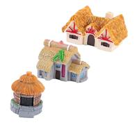 ORFOFE 3pcs Resin Miniature House Figurines with Realistic Thatched Roof Compact Small Garden Accessories for DIY Fairy Garden Craft Space Efficient Mini Village Houses