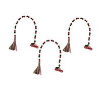 ORFOFE 3pcs Rustic Farmhouse Wood Bead Garland with Tassels Beaded Tassel Garland for Tiered Tray Wall Hanging Holiday Season Decoration Easy Installation Lightweight Festive Home Decor
