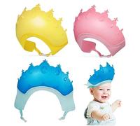 ORFOFE 3pcs Shower Caps Hair Washing Visor Adjustable Bath Hair Wash Shield Protecting Ears and Eyes for Boys Crown Design Bathing Haircut