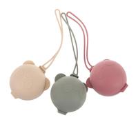 ORFOFE 3pcs Silicone Pacifier Storage Box Light Grey Pink Beige Lightweight Pacifier Holder Case Dishwasher-Safe for Diaper Bag Travel Use