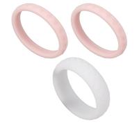 ORFOFE 3pcs Silicone Rings for Women, Fish Scale Texture Flexible Wedding Bands Pearl and Light Pink Patterns, Size 7, Skin-Friendly Outdoor Fitness Jewelry
