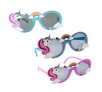 ORFOFE 3pcs Unicorn Eyeglasses Dress Up Props for Birthday Parties Cute Cartoon Glasses Pink Dark Blue Light Blue Fun Party Accessories for Adults Random Color