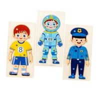 ORFOFE 3pcs Wooden Puzzle Educational Occupation Cognition for Hand-eye Coordination Development Creative Thinking and Early Learning