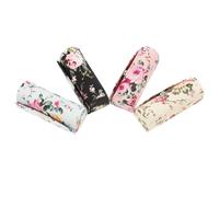 ORFOFE 4 Pcs Cloth Lipstick Case with Mirror for Ladies Suitable for Standard Lipstick Tubes Tiny Floral Print Elegant Portable to Prevent Mess in Handbag