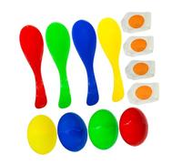 ORFOFE 4 sets Balance Egg Spoon Playthings for Outdoor Fun Family Gatherings Party Games Boost Coordination Agility Training in Vibrant Red Yellow Blue Green Colors