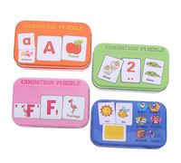 ORFOFE 4 Sets Colored Early Educational Sensory Cards for Word Recognition Shape Animal Alphabet Learning Cards Skin Friendly Non Reflective for Visual Development and Cognitive Skills