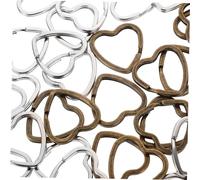 ORFOFE 40Pcs Heart Shaped Metal Key Rings Split Keychain Rings for DIY Crafts and Gifts Silver Antique Bronze Sturdy Key Organizer