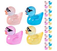 ORFOFE 40pcs Miniature Resin Glow-in-the-dark Duck Figurines, Assorted Yellow, Rose Red, Blue, Light Pink Small Animal Decorations for Mini Garden, DIY Craft Ornaments, Dollhouse