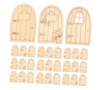ORFOFE 45pcs Mini Wooden Fairy Doors for Wall Decoration Unpainted Dollhouse Craft Doors with Tiny Windows Creative DIY Garden Ornaments for Micro Landscape Playroom and Home Decor
