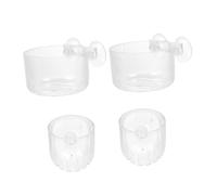 ORFOFE 4pcs Acrylic Fish Tank Feeding Cups with Suction Cups Transparent Aquarium Accessories for Freshwater Shrimp Feeder and Fish Tank Management