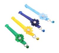 ORFOFE 4Pcs Adjustable Cat Collar with Bell Flower Design Buckle Puppy Neck Ornament for Dogs and Cats Holiday Party Decoration in Green Blue Yellow