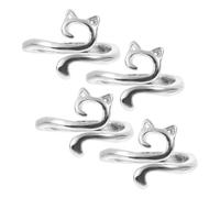 ORFOFE 4pcs Adjustable Cat Rings for Women Lightweight Metal Finger Jewelry Cute Geometric Design for Teen Daily Wear Birthday Party Accessories