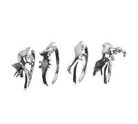 ORFOFE 4Pcs Adjustable Dinosaur Rings for Women Adorable Stegosaurus Brachiosaurus Triceratops Jewelry Fashion Accessories for Birthday Party Daily Wear