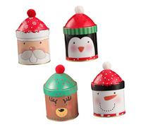 ORFOFE 4pcs Christmas Candy Box Metal Storage Tin Set Snowman, Penguin, Reindeer, and Elderly Figures, Decorative Cookie and Biscuit Container for Holiday Packaging and Festive Treats