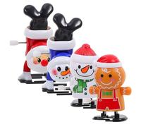ORFOFE 4pcs Christmas Wind-up Set - Walking Head-shaking Snowman, Gingerbread Man, and Inverted Santa Figures - Portable Cartoon Clockwork for Xmas Party Fun