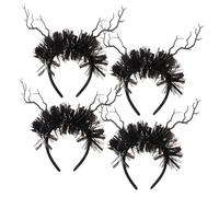 ORFOFE 4pcs Dead Branches Hairband Decor Women's Costume Circlets Tree Branch Headbands Hair Bonnet for Party Goth Headband Black Plastic