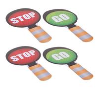 ORFOFE 4pcs Double-sided Traffic Signal Handheld Stop Signs for Lightweight Red Safety Signs Classroom Interactive Teaching Tools for Kindergarten and Primary