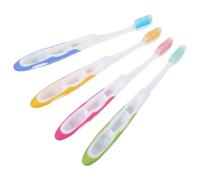 ORFOFE 4Pcs Folding Travel Toothbrush Portable Soft Bristle Toothbrushes Lightweight Foldable Design for Camping Hotel Business Trips Family Oral Care