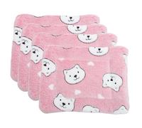 ORFOFE 4pcs Guinea Pig Blanket and Hamster Bedding Mats Soft Fleece Small Pet Cage Liners Warm Sleeping Pads for Hedgehogs and Rats, Size S, Pink Bear Design