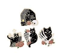 ORFOFE 4pcs Halloween Cat Brooch Set Alloy Black Cat Pins Cute Cartoon Lapel Pins for Backpacks Clothing Bags Jackets Fade-resistant Accessories with Adorable Whimsical Design