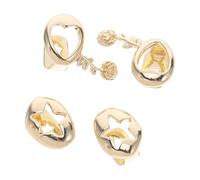 ORFOFE 4pcs Hip Hop Teeth Caps Copper Punk Style with Rose and Star Patterns Shiny Grills for Rapper Costume Halloween Party Accessories