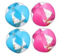 ORFOFE 4pcs Inflatable Sequin Glitter Sports Balls Quick-inflate Summer Pool for Volleyball Soccer Shiny Outdoor Game Decor for Birthday Parties and Group Activities