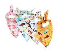 ORFOFE 4Pcs Lightweight Decorative Pet Bandana with Dinosaur and Peach Patterns Comfortable Triangle Scarves for Dogs and Cats Easy to Tie Summer Pet Accessories for Photo Shoots and