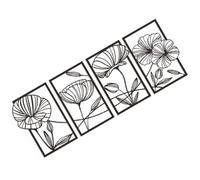 ORFOFE 4pcs Metal Wall Art Abstract Lotus Leaf Sculpture Black Iron