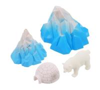 ORFOFE 4pcs Mini Igloo Model with Realistic Arctic Animal Figurines Lifelike Polar Bear and Iceberg Figures Detailed Snow House Miniatures for Dollhouse Diorama and Display Decor