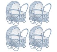 ORFOFE 4pcs Miniature Doll Stroller Sky-blue Realistic Iron Craft Dollhouse Pram Accessories for Pretend Play Nursery Decor