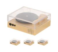 ORFOFE 4pcs Miniature Dollhouse CD Player Model Set, Tiny Retro Record Player Decor for Dollhouse Bedroom and Living Room, Miniature Furniture Simulation Accessories