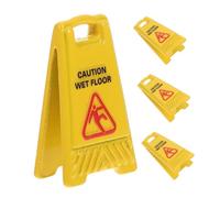 ORFOFE 4pcs Miniature Yellow Plastic Caution Signs Set for Dollhouses and Fairy Gardens Realistic Small Warning Boards for Dioramas Childfriendly Safety Learning Accessories