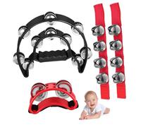 ORFOFE 4pcs Musical Instrument with Hand Foot Tambourine Wrist Band Bells Educational Percussion for Rhythm Learning Ergonomic Non-slip Design Bright Crisp Sound