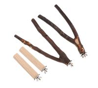 ORFOFE 4pcs Natural Bark Parrot Standing Rods Set Branches Wooden Parrot Perch Toy for Cage Bird Climbing and Chewing Plaything Suitable and Budgies