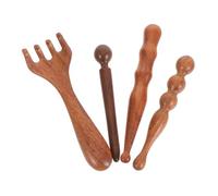 ORFOFE 4pcs Natural Wood Thai Massage Stick Portable Foot Face Reflexology Tool for Body Waist Eye Acupressure Therapy Lightweight Wooden Handheld Massager for Women Self Care