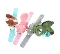 ORFOFE 4pcs Plush Animal Slap Wristbands Lightweight Soft Patting Bracelets for Dinosaur Shark Squirrel Husky Party Favors Birthday Halloween
