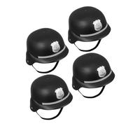 ORFOFE 4pcs Policeman Caps Plastic Helmet Costume Accessories for Role Play Halloween Party Educational Black