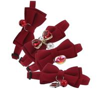 ORFOFE 4PCS Red Pet Wedding Bow Tie Collars Removable Bell and Pendant for Cats and Dogs, Safety Buckle Breakaway Design, Decorative Neck Ornaments for Parties and Celebrations