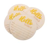 ORFOFE 4pcs Rustic Wooden Newborn Announcement Sign Round Yellow Birth Keepsake Plaques for Nursery Decor Baptism Minimalist Shower Card