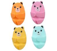 ORFOFE 4pcs Self-Adhesive Power Plug Hooks Cartoon Bear Design Wall-Mounted Cord Organizer for Kitchen Appliances No Drill Required Strong Plastic Hangers for Rice Cooker Kettle Induction