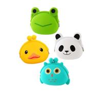 ORFOFE 4Pcs Silicone Cartoon Coin Purses for Children, Small Compact Earphone Bags, Creative Adorable Pouches for Keys and Accessories, Reward Boys and Girls for Learning to Save